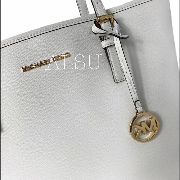 Michael Kors Carryall Tote Leather Optic White - Picture 5 of 9